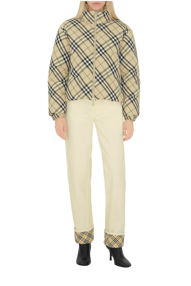 Reversible Check Puffer Jacket, Main, color, Grain