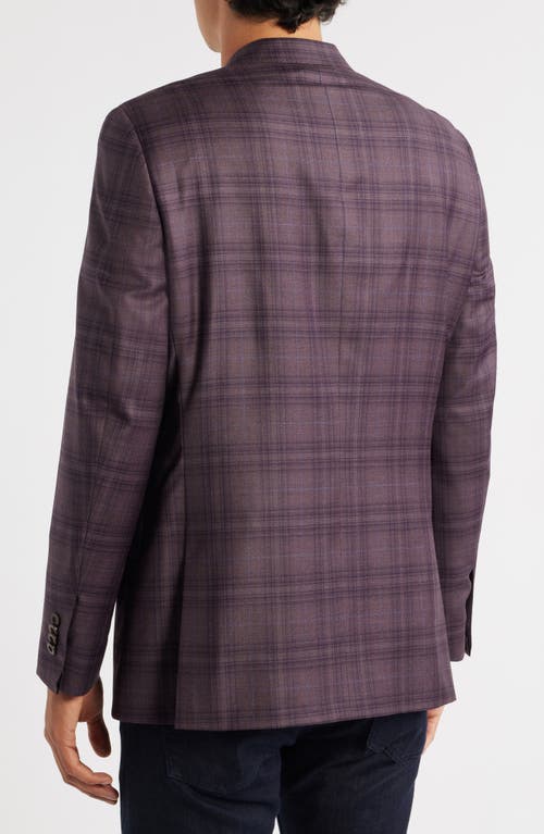 Heritage Gold Milano Contemporary Fit Purple Plaid Super 130s Sport Coat In Purple