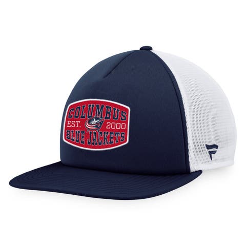 Men's Fanatics Branded Navy/White Columbus Blue Jackets Foam Front Patch Trucker Snapback Hat