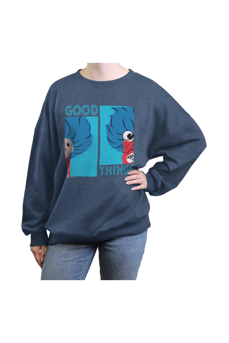 Junior's Good Things 1 and 3 Sweatshirt, Main, color, Blue Heather