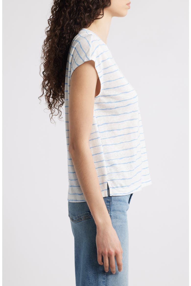 Stripe Linen Blend T-Shirt, Alternate, color, CHAMBRAY BLUE/ OFF WHITE