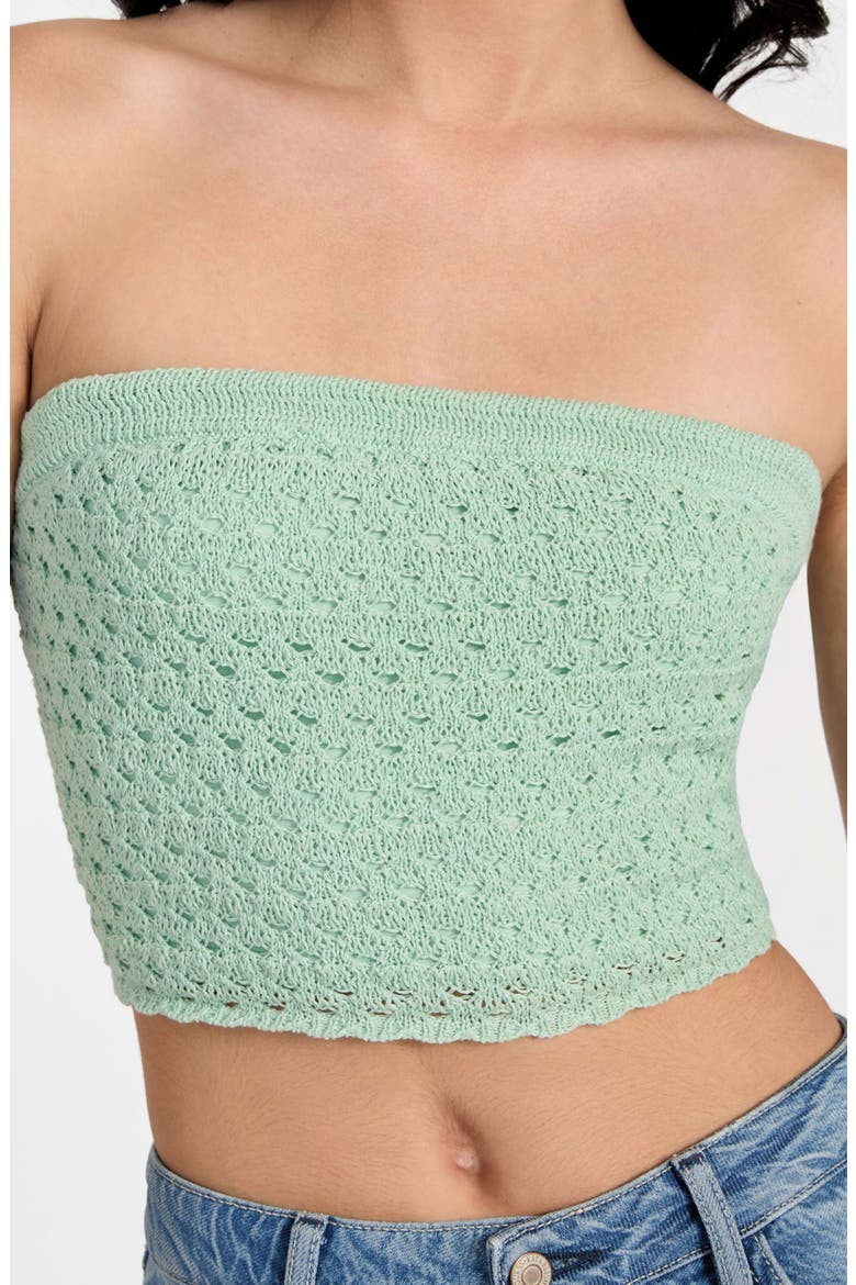 Luca Strapless Crop Knit Tube Top, Alternate, color, SATURN GREEN