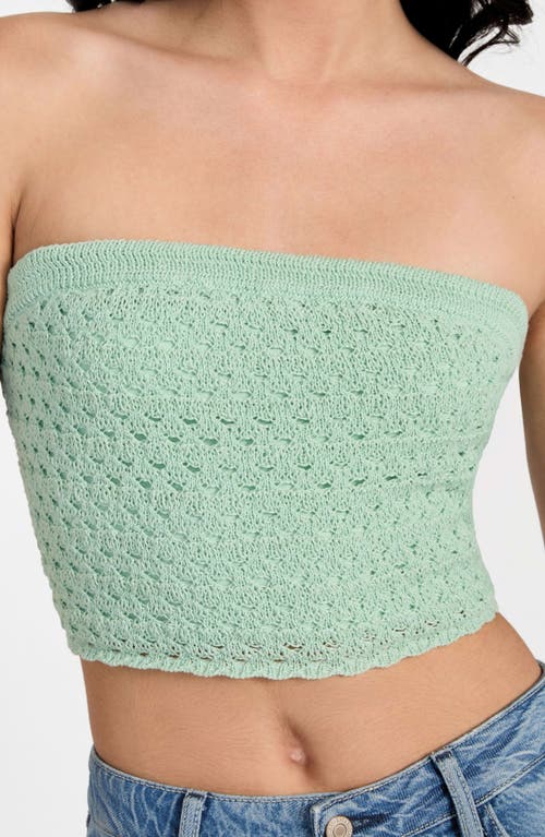 Guess Luca Strapless Crop Knit Tube Top In Green
