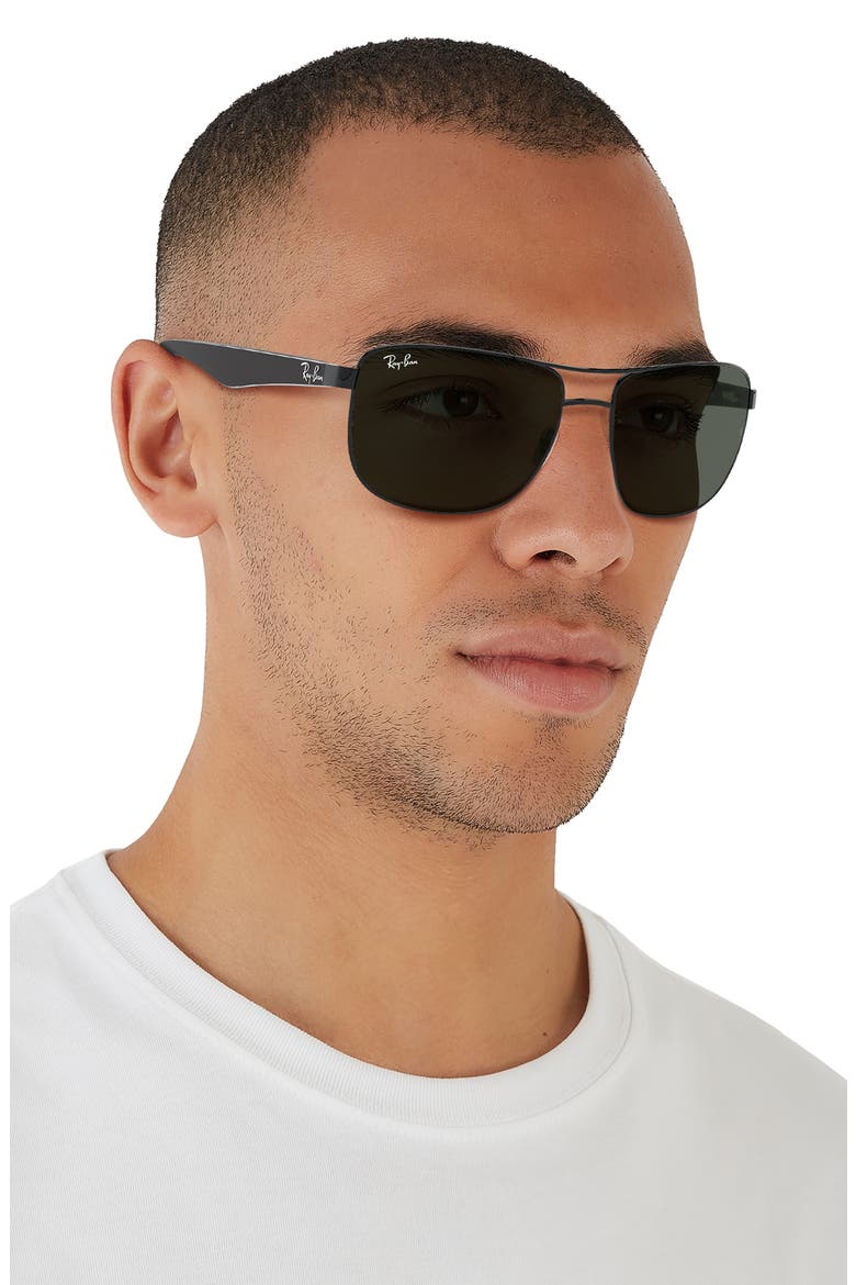 57mm Aviator Sunglasses, Alternate, color, BLACK/ GREY GREEN GRADIENT
