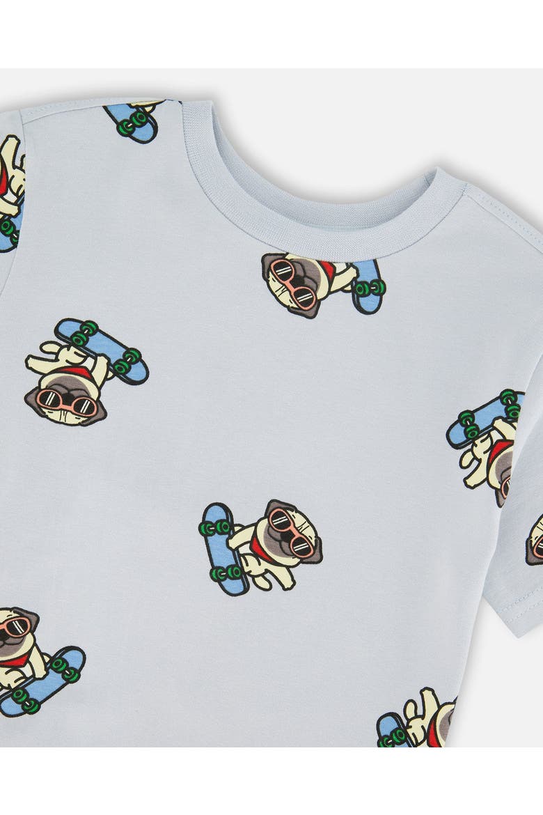 Organic Cotton Jersey Pug T-Shirt, Alternate, color, Blue Pug Print