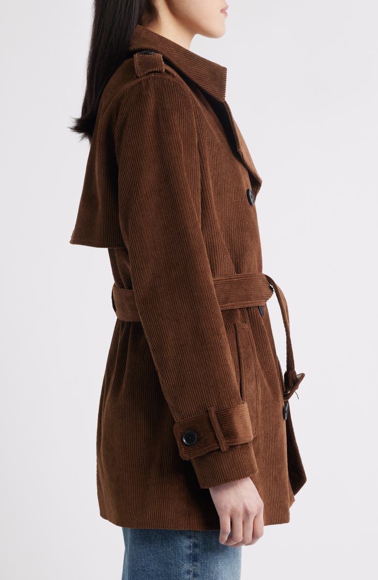 BCBGMAXAZRIA Belted Corduroy Trench Coat, Alternate, color, Mocha