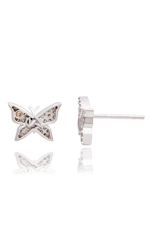 Suzy Levian Diamonds 14k Gold Diamond Butterfly Stud Earrings In White