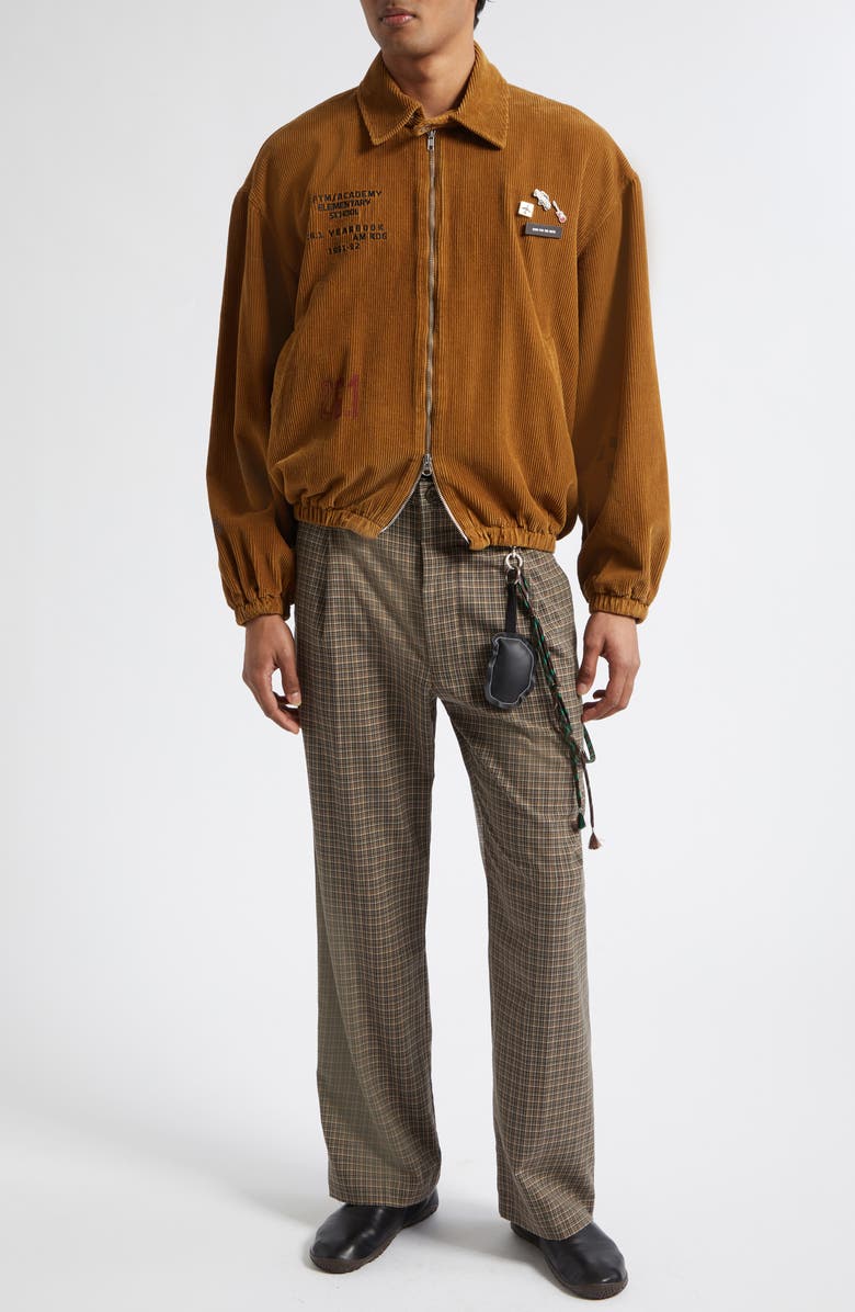 SONG FOR THE MUTE Plaid Pleated Lanyard Detail Pants, Alternate, color, Brown