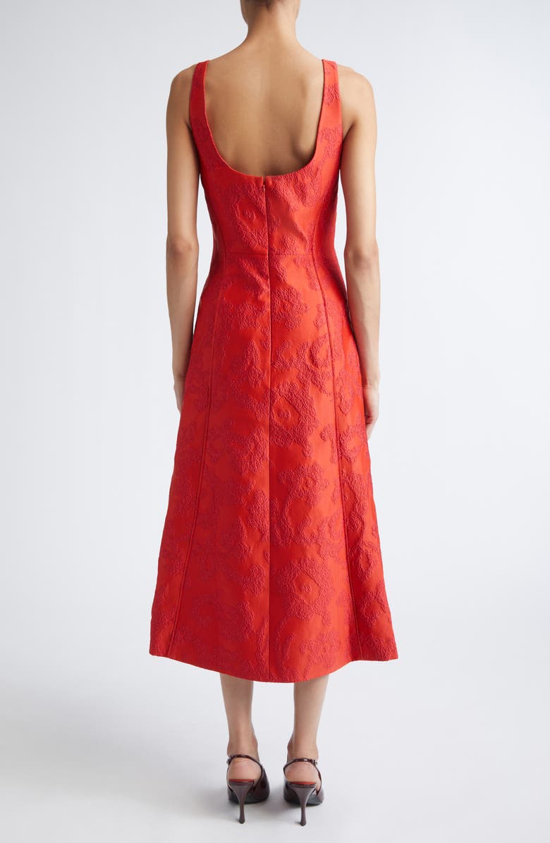 Emilia Wickstead Labrina Bouclé Floral Jacquard Sleeveless Column Gown, Alternate, color, Red