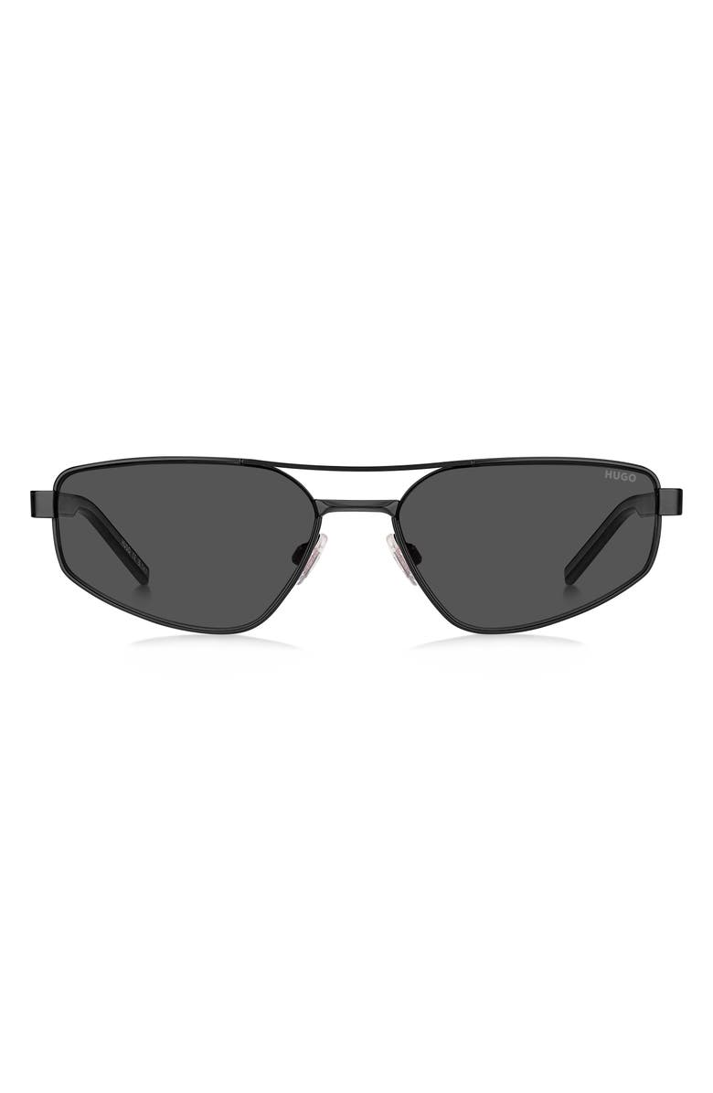 HUGO 58mm Rectangular Geometric Sunglasses, Main, color, 