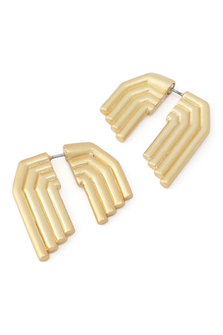 Tube Front/Back Earrings, Alternate, color, VINTAGE GOLD