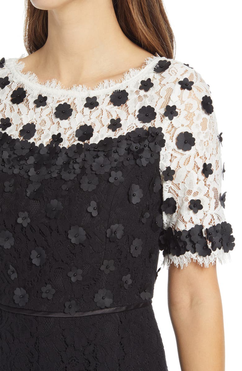 Shani Lace Floral Appliqué Fit & Flare Dress, Alternate, color,