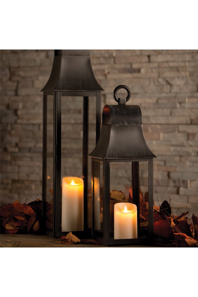 Geneva Powder Coated Stainless Steel Tall Outdoor Lantern 33", Alternate, color, Black