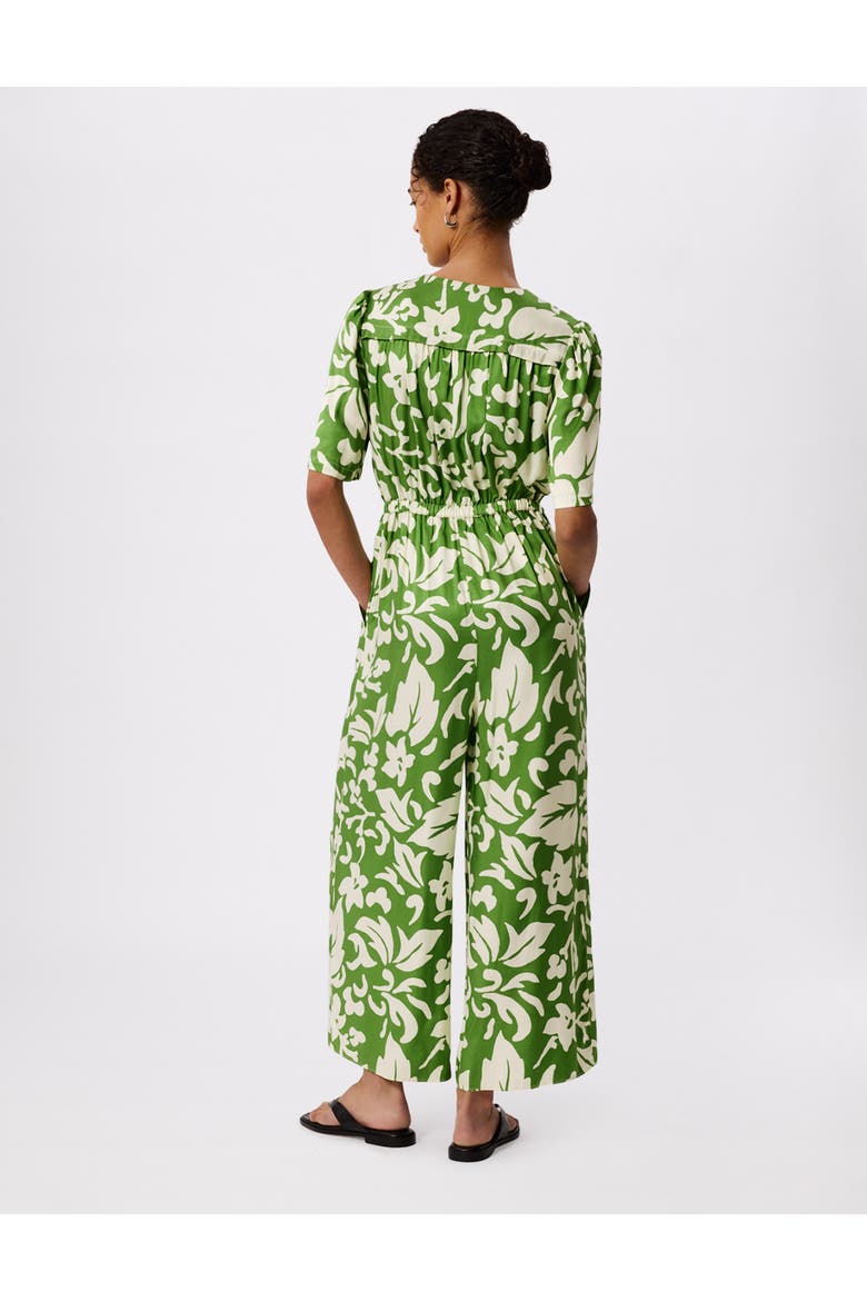 Floral Tie Waist Jumpsuit, Alternate, color, Grn/Multi