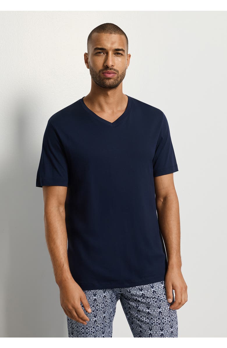 Hanro Night And Day Cotton and TENCEL V-Neck T-Shirt, Alternate, color, Deep Navy