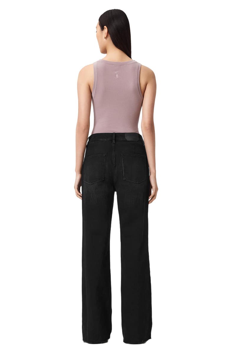 AllSaints Ember Relaxed Raw Hem Flare Jeans, Alternate, color, Washed Black