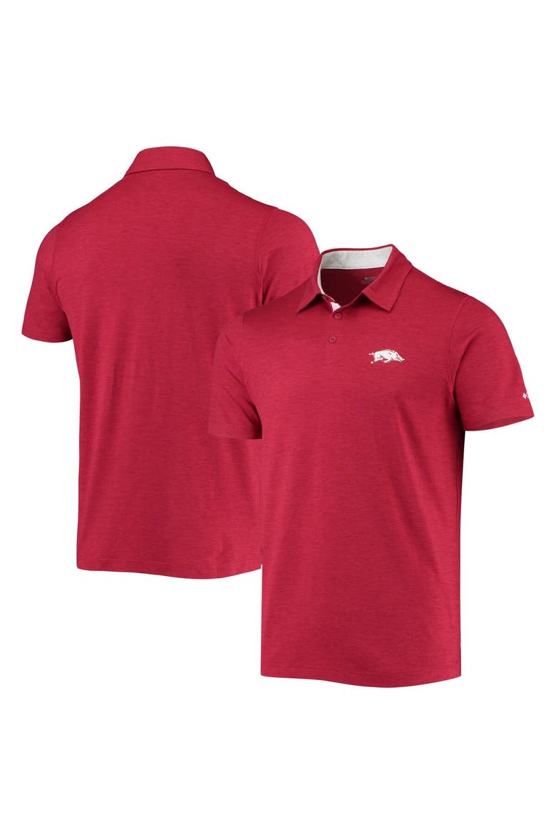 Men's Columbia Cardinal Arkansas Razorbacks Tech Trail Omni-Shade Polo, Main, color, Cardinal