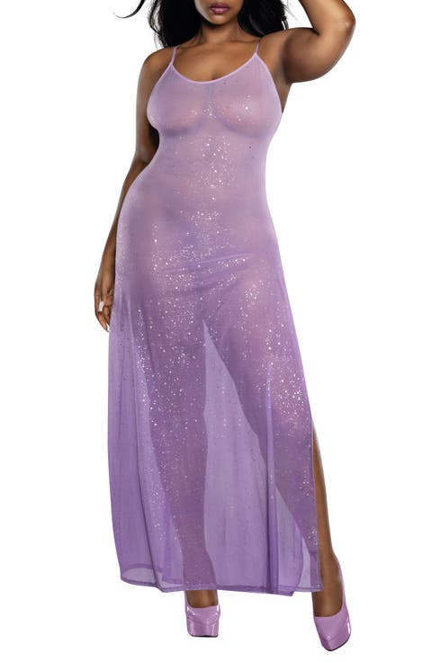 Ombré Glitter Mesh Sheer Nightgown (Plus)