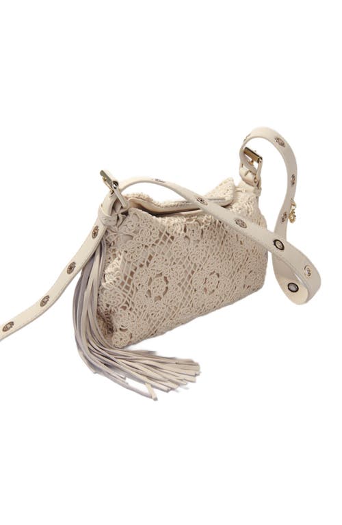 Maje Crochet-knit Mini Miss M Bag In Ecru