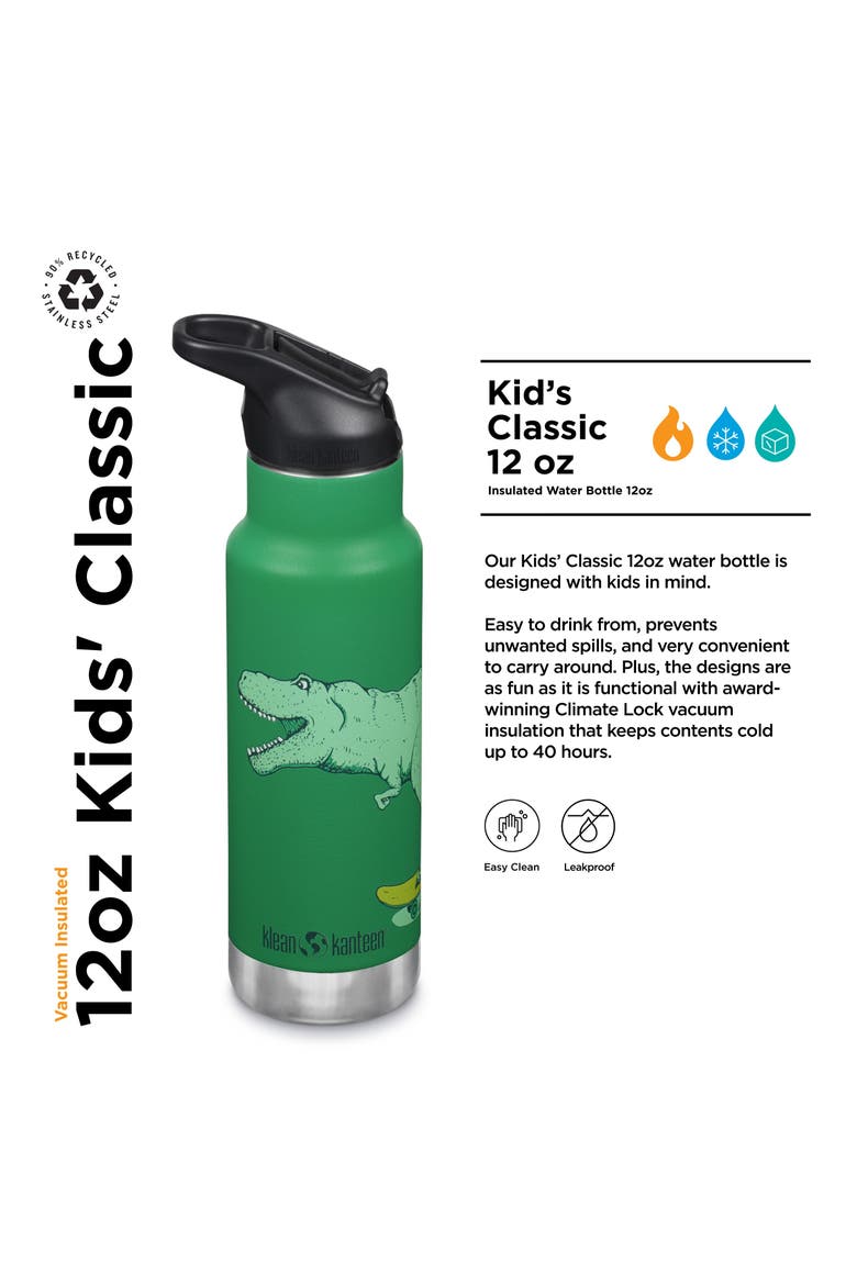 12oz Classic Kid's Insulated Water Bottle with Flip Seal Sport Cap, Alternate, color, Dino Skate