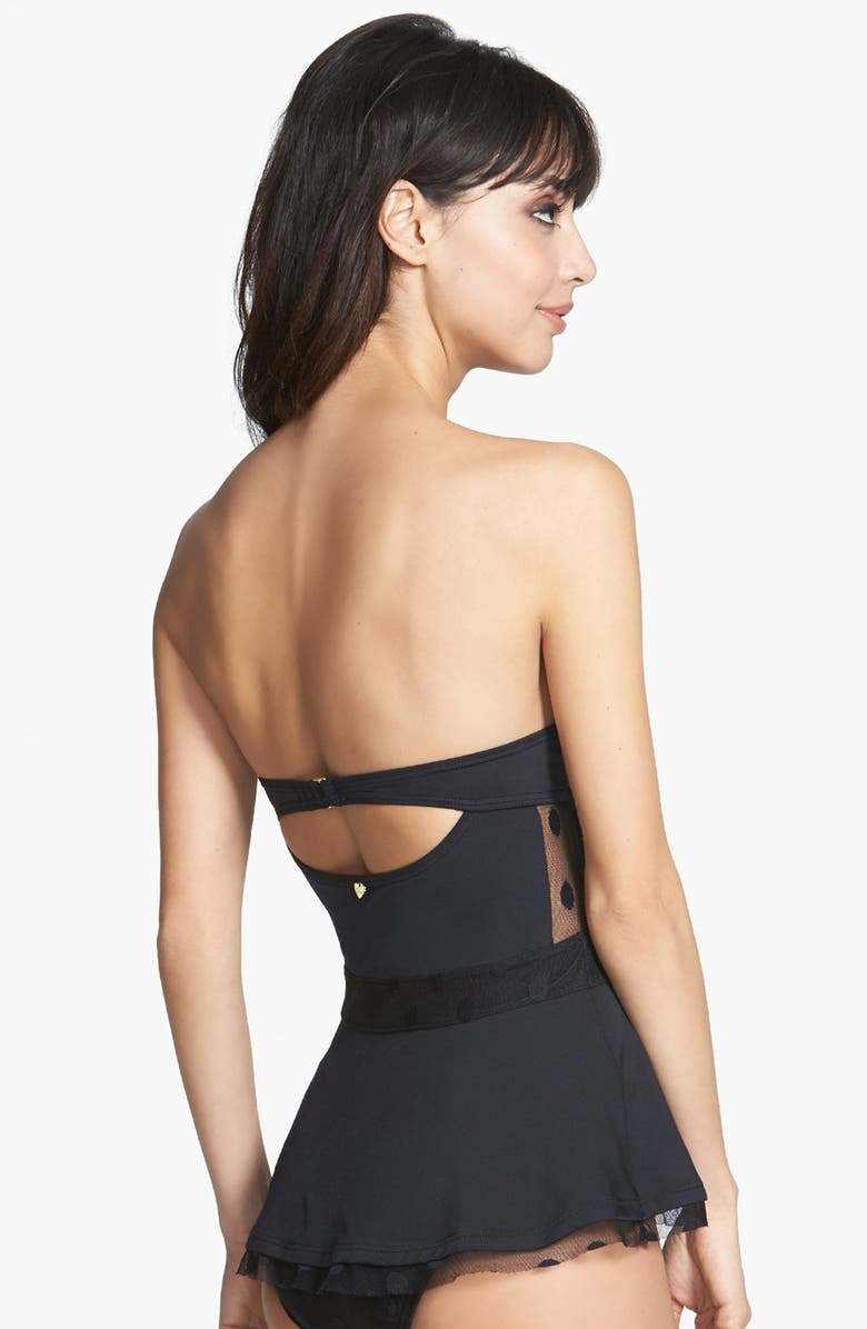 Betsey Johnson Underwire Peplum Bandeau Tankini Top, Alternate, color,