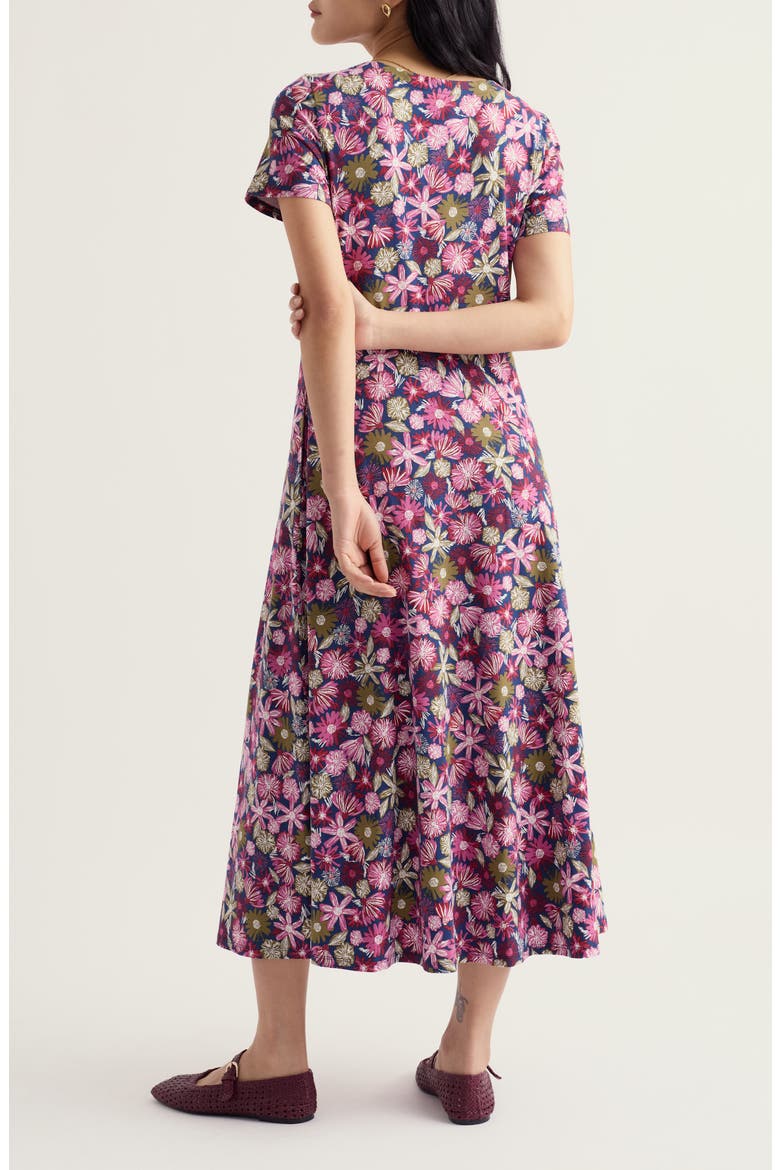 Veronica Floral Stretch Organic Cotton Midi Dress, Alternate, color, SKETCHBOOK BLOOMS ROSA
