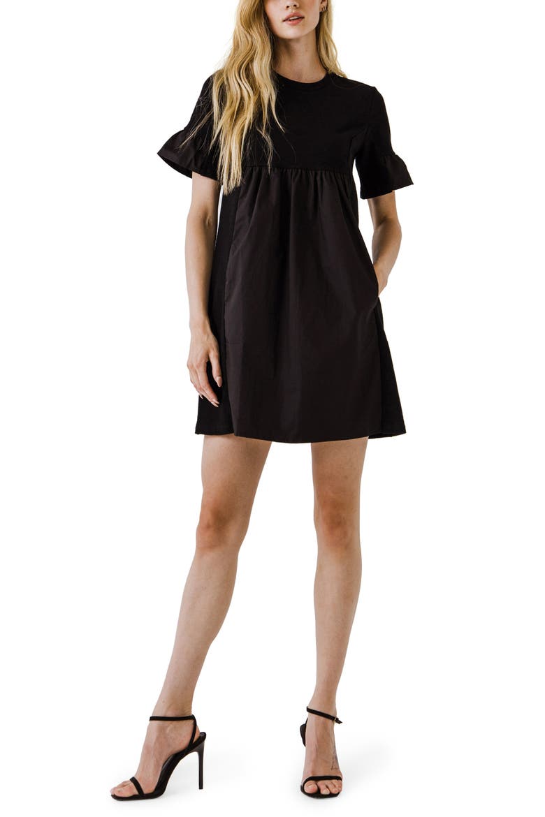 Solid Minidress, Main, color, BLACK