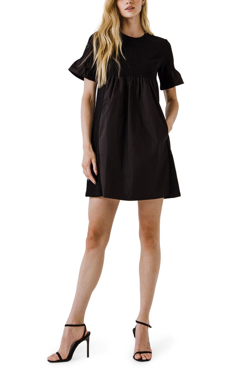 English Factory Solid Minidress, Main, color, Black