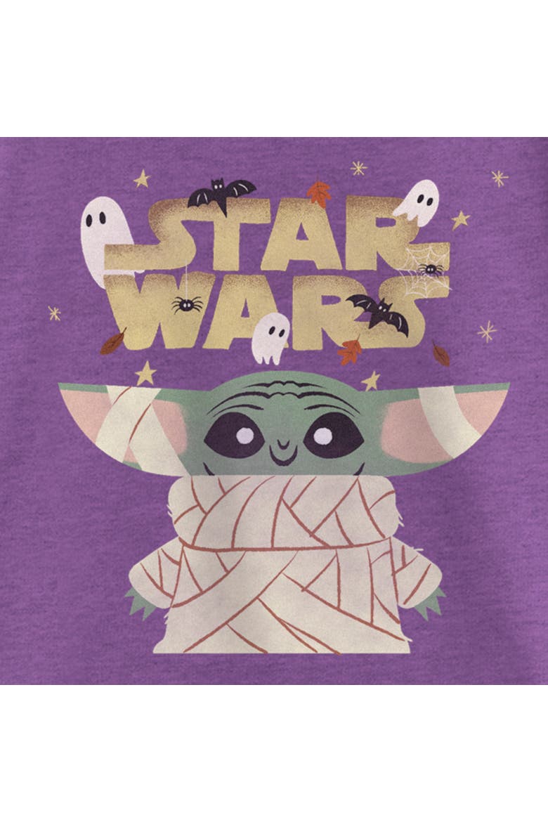 Girl's Star Wars The Mandalorian Halloween Grogu Mummy  Graphic T-Shirt, Alternate, color, Purple Berry