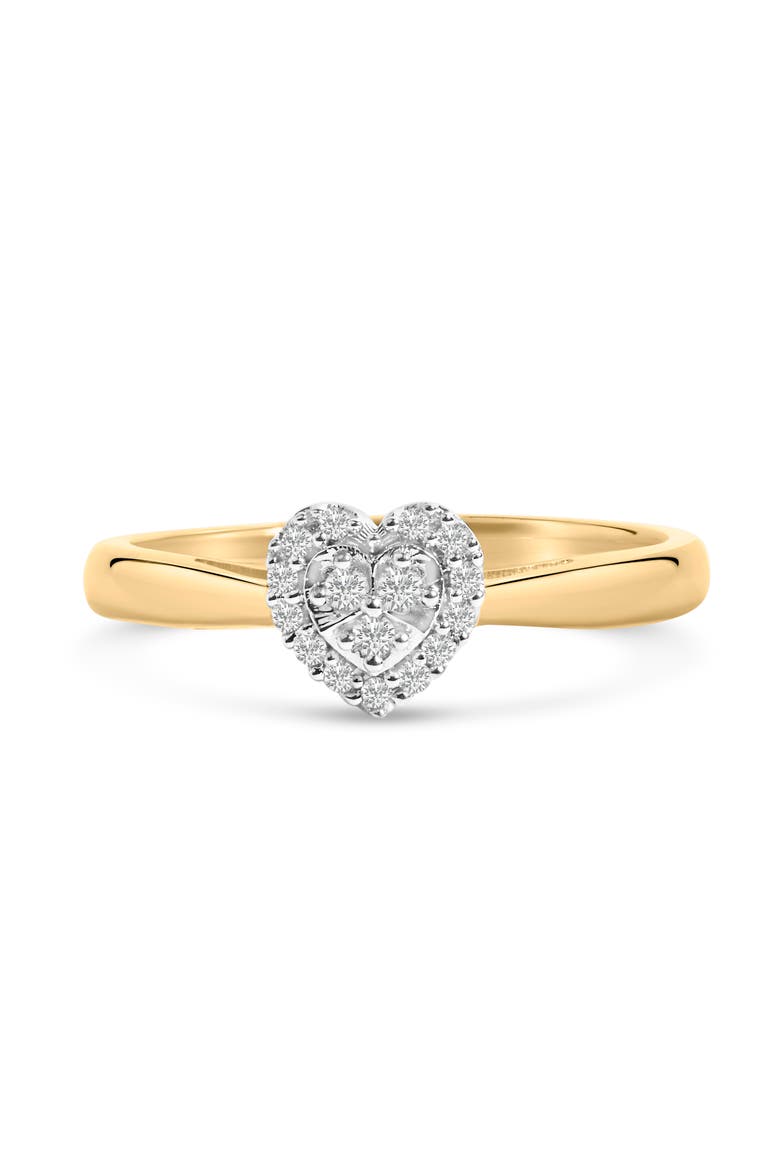 10K Yellow Gold 1/10 Cttw Diamond Heart and Halo Promise Ring, Main, color, Yellow Gold