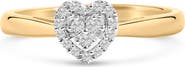 Haus of Brilliance 10K Yellow Gold 1/10 Cttw Diamond Heart and Halo Promise Ring