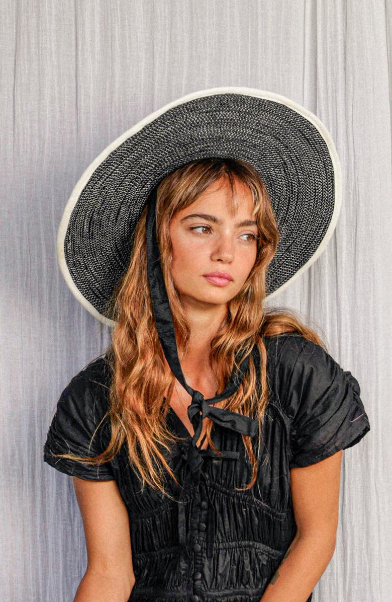 BRUNNA.CO The Lolo Wide-brim Jute Boater Hat, Alternate, color, Black