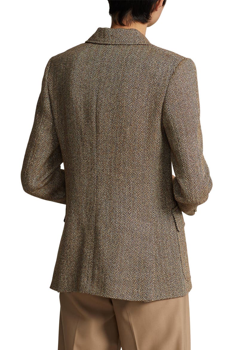 Linen, Silk & Wool Herringbone Sport Coat, Alternate, color, BROWN/ CREAM HERRINGBONE