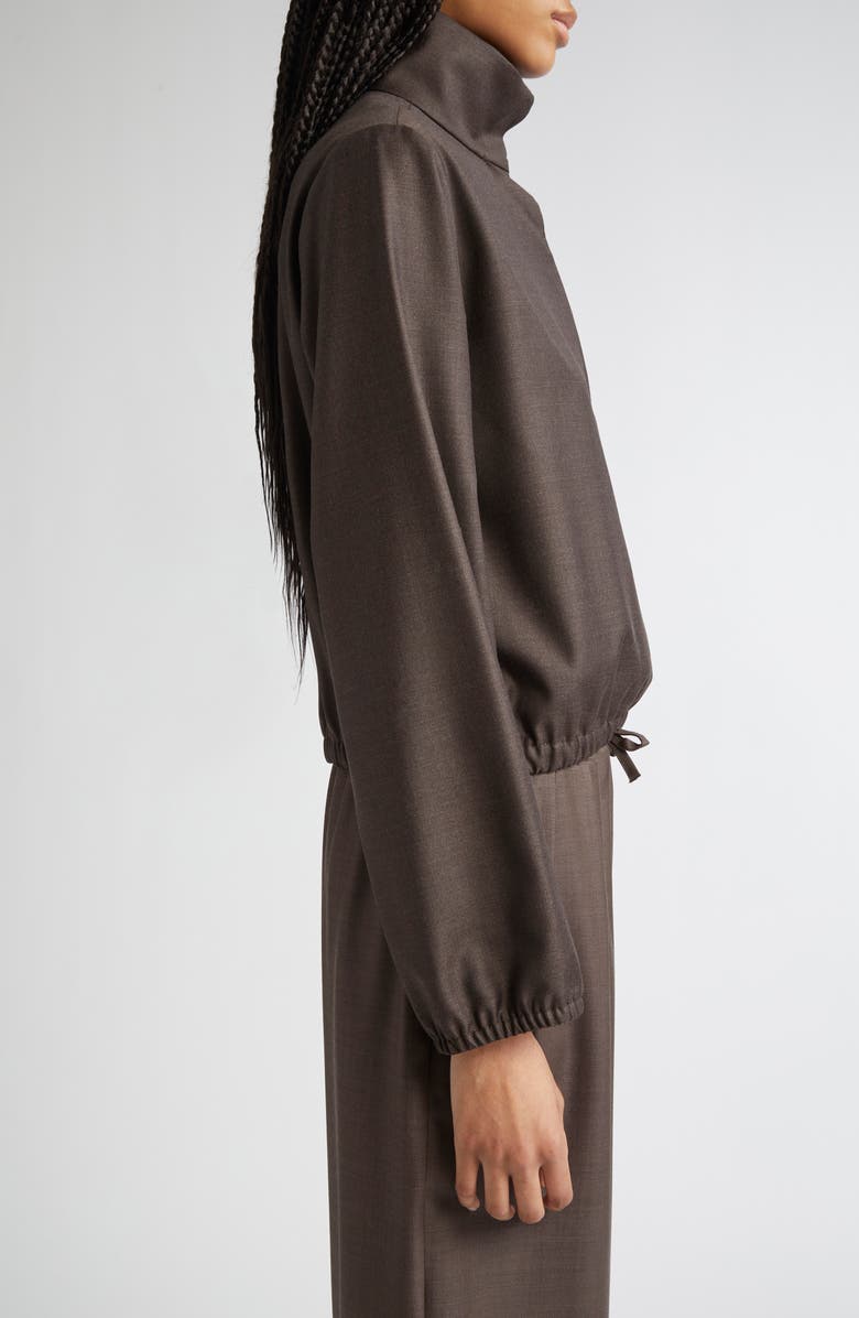 LOULOU DE SAISON Zyla Stand Collar Wool Top, Alternate, color, Grizzly