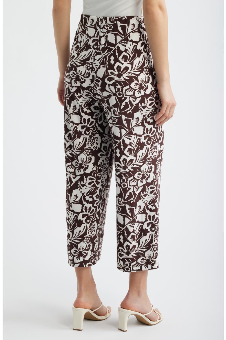 Print Knit Crop Wide Leg Pants, Alternate, color, DARK CHOCOLATE/ WHITE