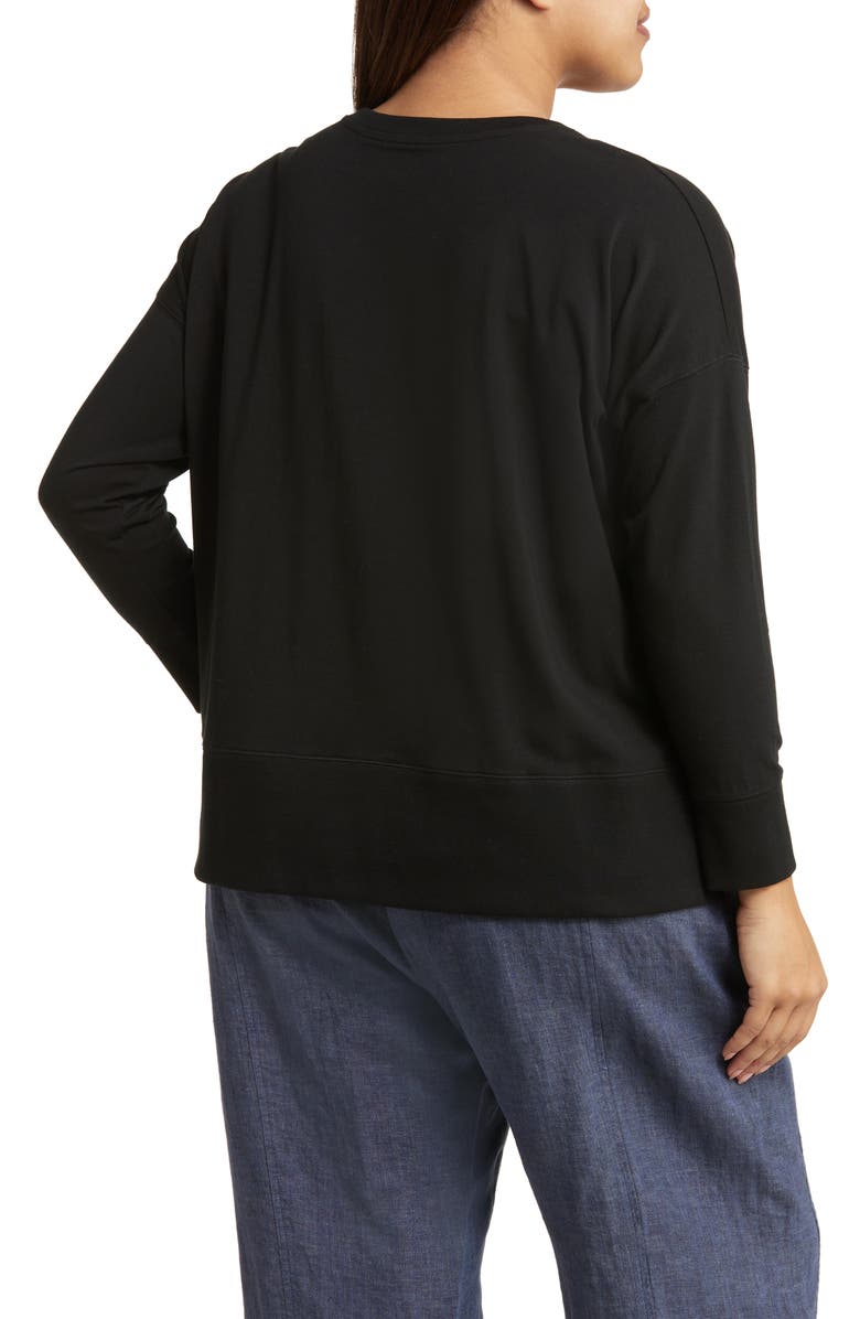 Eileen Fisher Crewneck Stretch Organic Cotton Knit Top, Alternate, color,