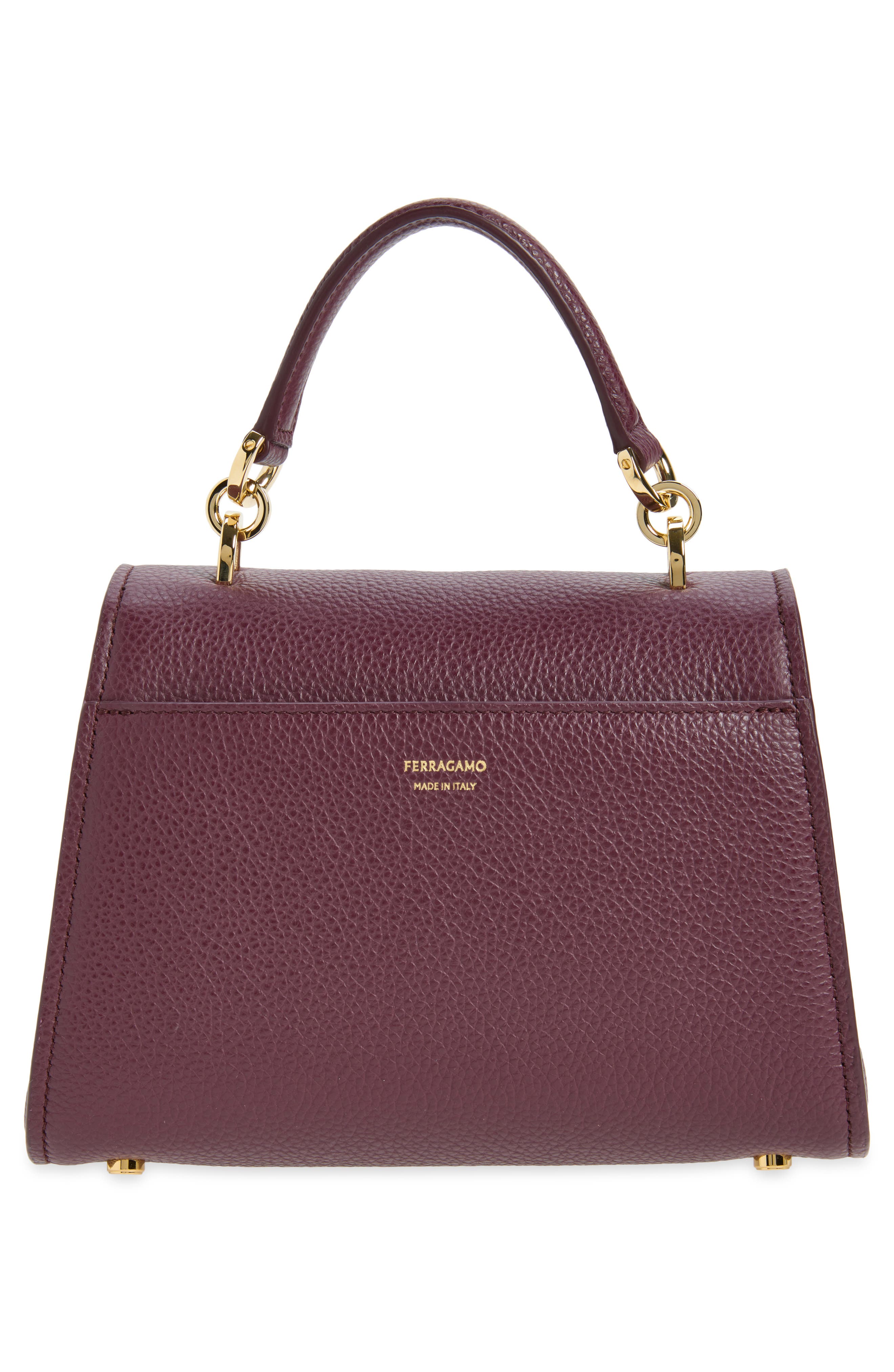 Double Gancio Leather Top Handle Bag, Alternate, color, PLUM