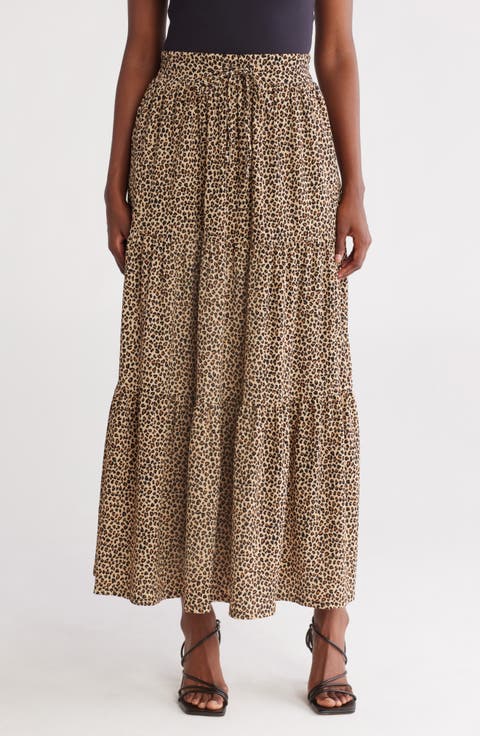 Tiered Drawstring Maxi Skirt