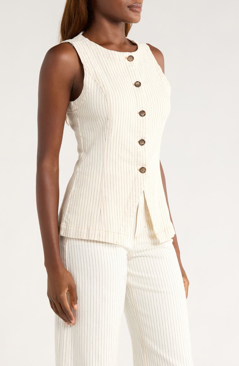 Marine Layer Charlie Stripe Cutaway Vest, Alternate, color, Ticking Stripe