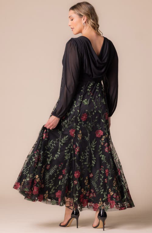 Kiyonna Isabella Embroidered Long Sleeve Gown In Multi