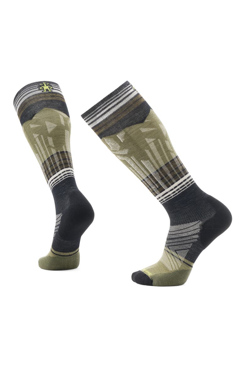 Targeted Cushioning Over the Calf Summit Ski Socks, Main, color, BLACK