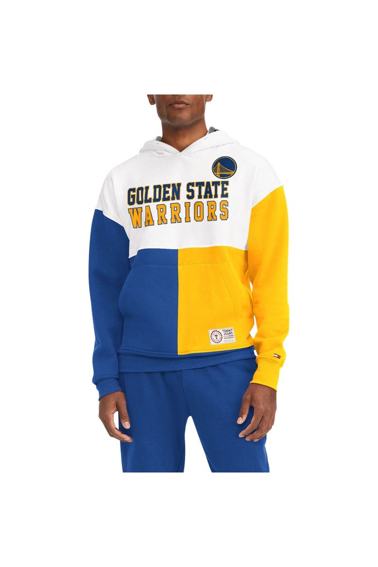Men's Tommy Jeans White/Royal Golden State Warriors Andrew Split Pullover Hoodie, Alternate, color, White