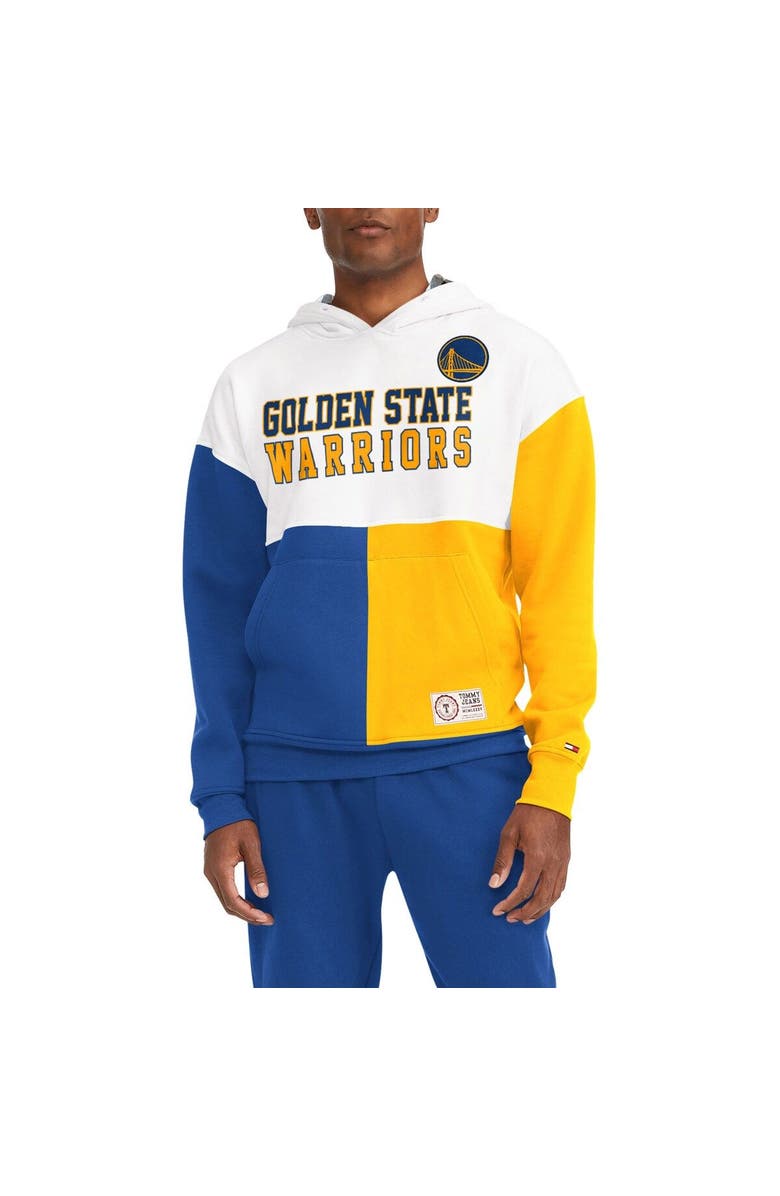 TOMMY JEANS Men's Tommy Jeans White/Royal Golden State Warriors Andrew Split Pullover Hoodie, Alternate, color, White