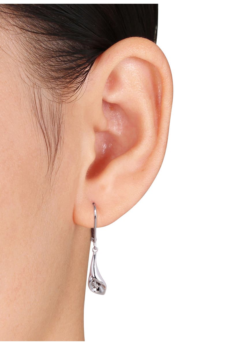 DELMAR Sterling Silver Diamond Tulip Dangle Earrings - 0.02 ctw, Alternate, color, 
