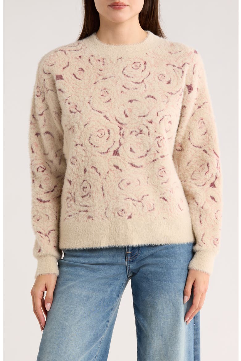 Yummy Eyelash Crewneck Sweater, Main, color, OATMEAL
