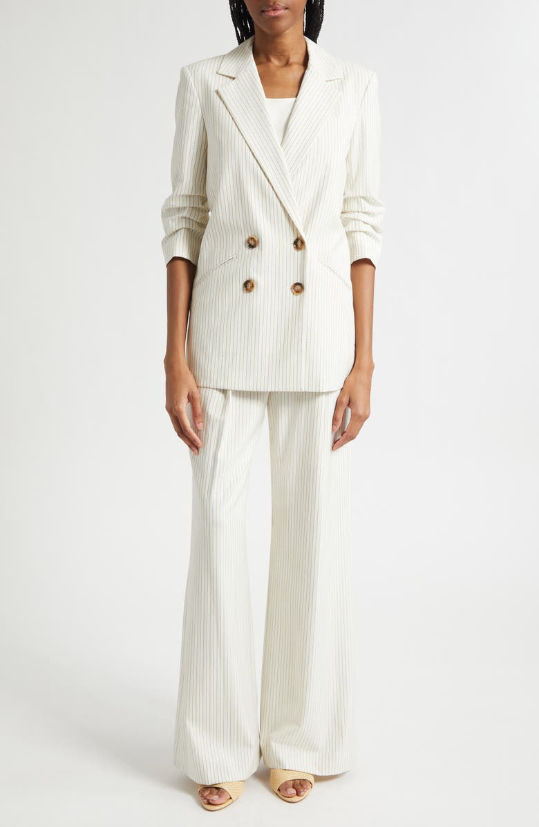 Veronica Beard Rimini Wide Leg Pinstripe Pants, Alternate, color, Dove Multi