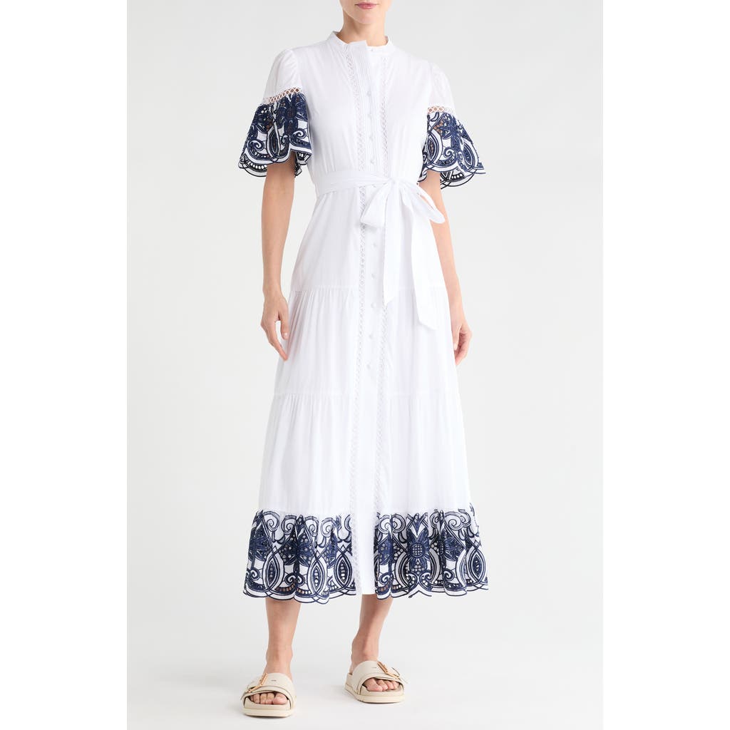 Love By Design Southampton Embroidered Maxi Shirtdress In White