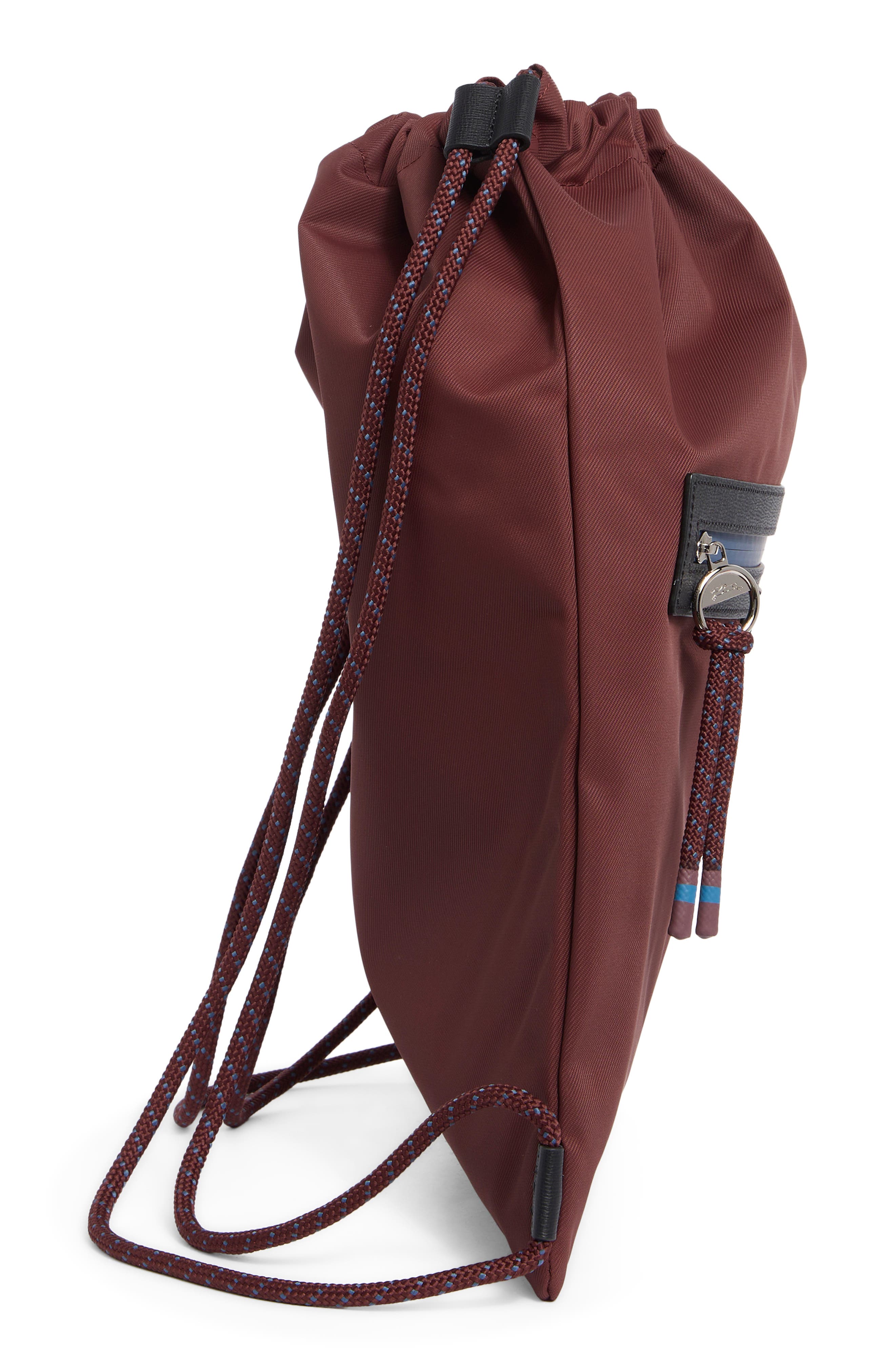Longchamp Green District Twill Backpack, Alternate, color, Burgundy