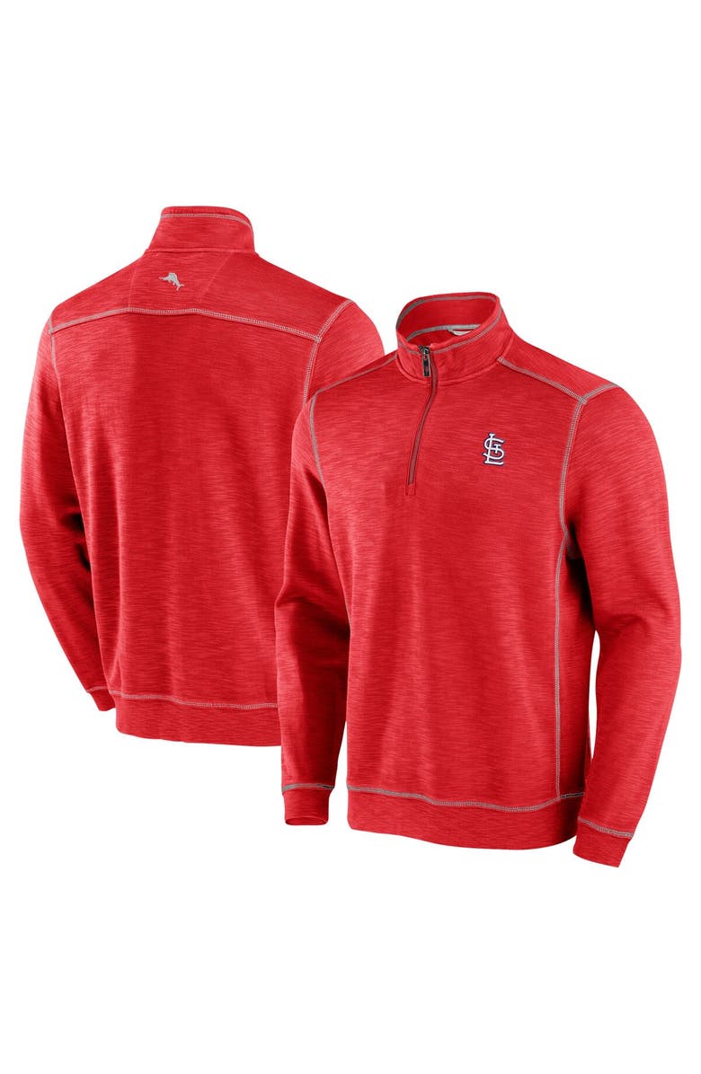 Tommy Bahama Men's Tommy Bahama Red St. Louis Cardinals Tobago Bay Tri-Blend Quarter-Zip Sweatshirt, Alternate, color, Red