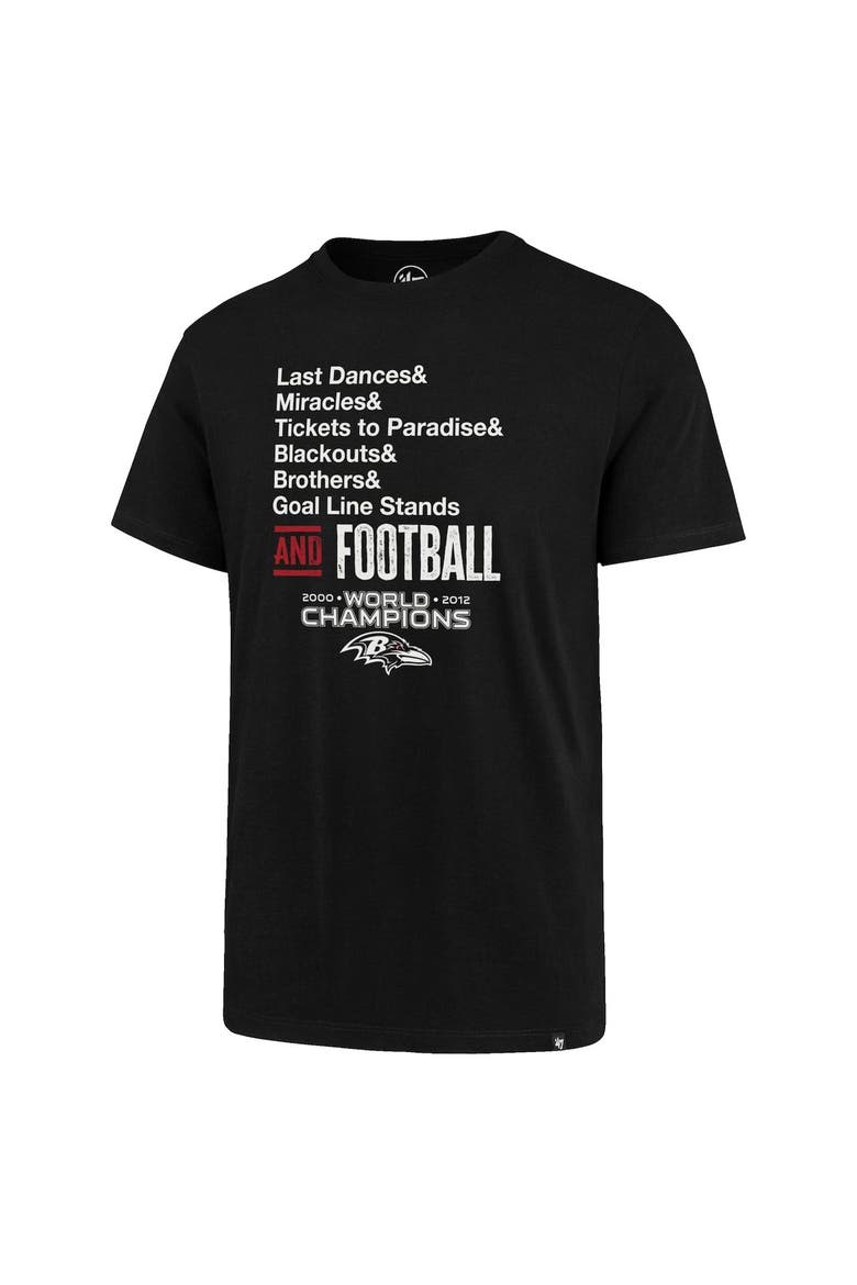 Men's '47 Black Baltimore Ravens Super Bowl XLVII Championship Reunion T-Shirt, Alternate, color, Black